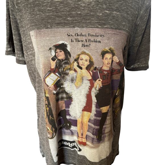 Clueless Movie T Shirt Womens Large Gray Graphic Distressed Relaxed Blouse - Picture 2 of 7